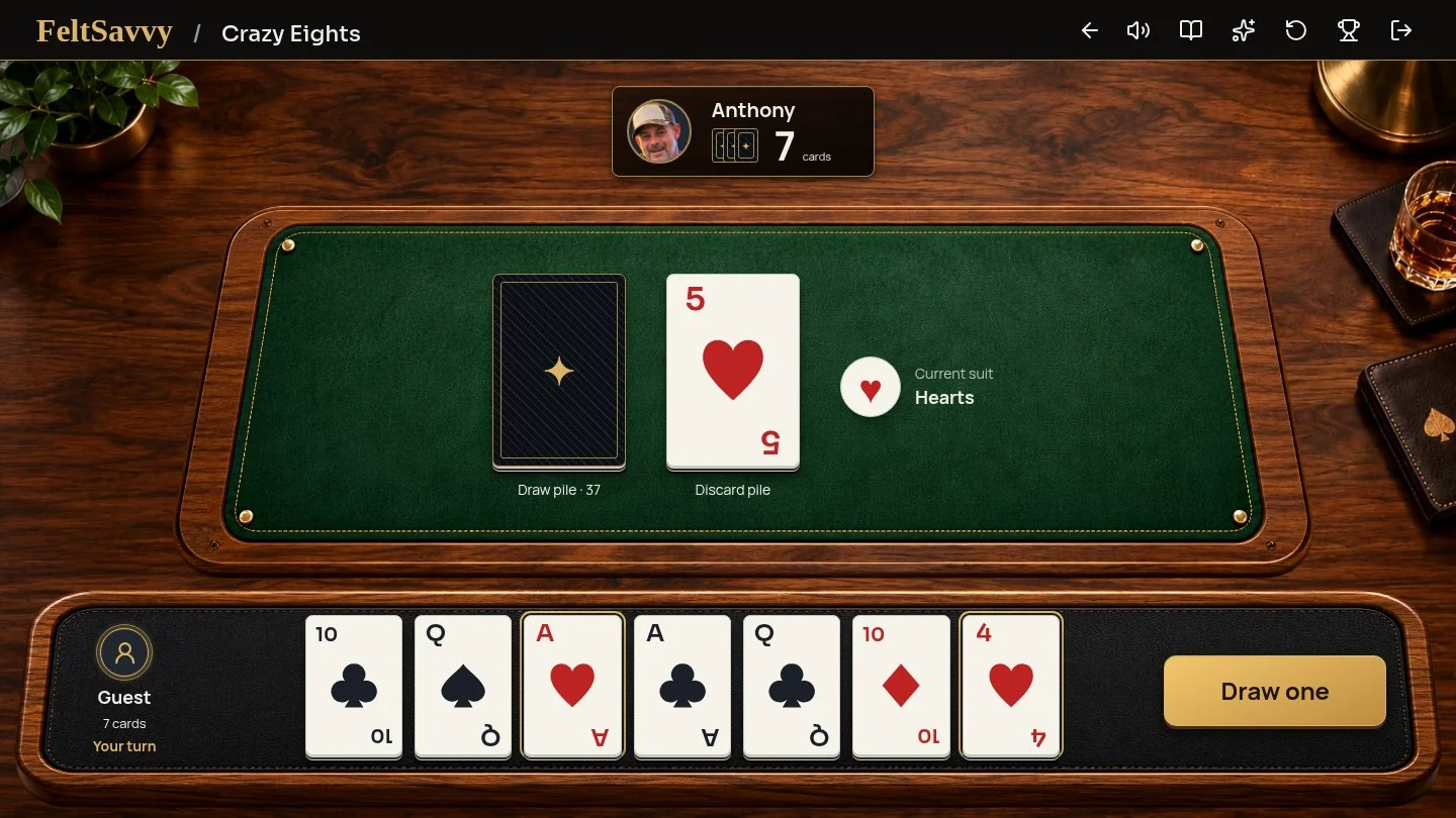 Crazy Eights Practice table